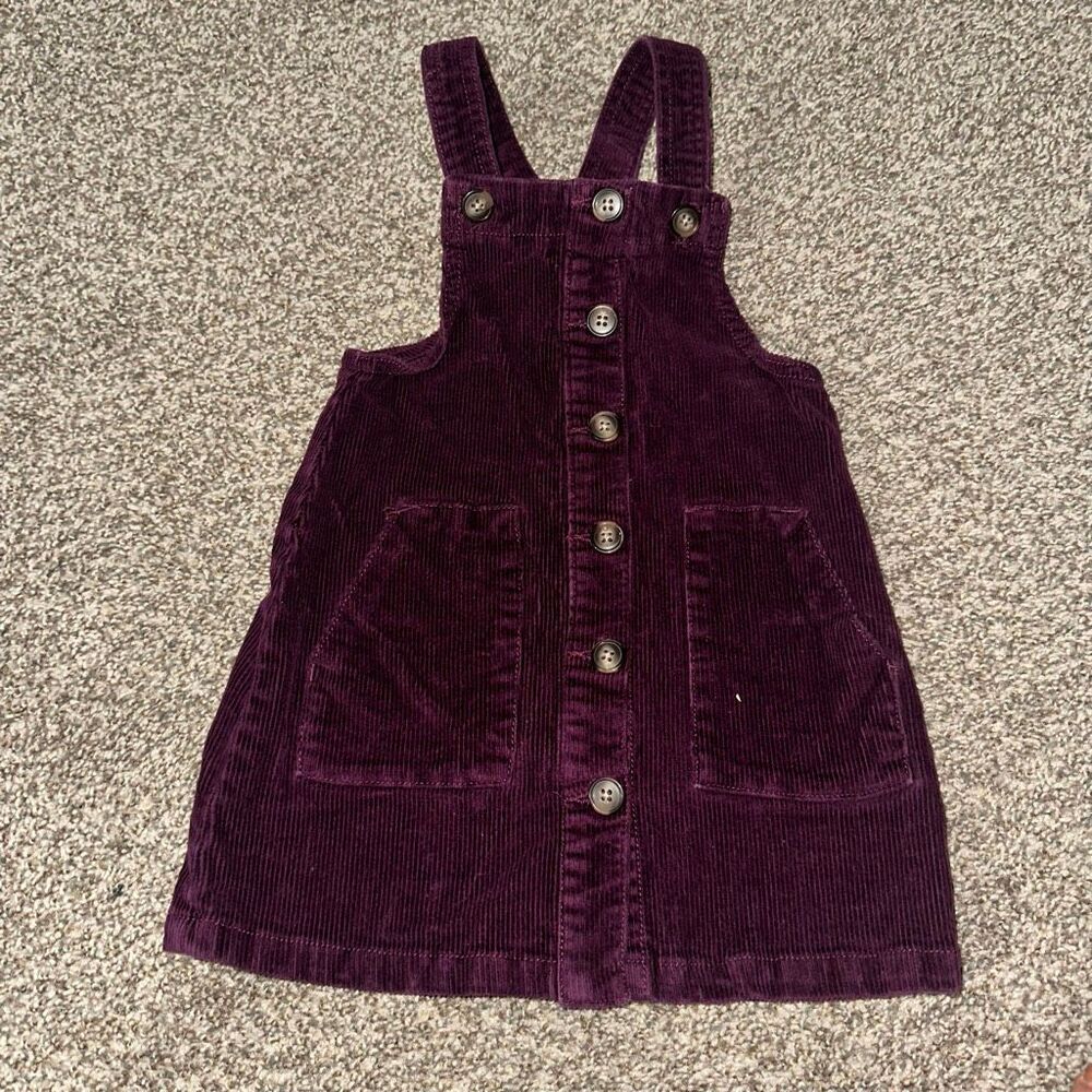 Wonder Nation Plum Corduroy Jumper Dress 3T Toddler Girl Cottagecore - Picture 2 of 3